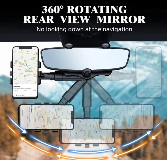 360°Rotatable Rearview Mirror Phone Holder For Car