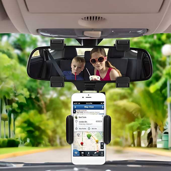 360°Rotatable Rearview Mirror Phone Holder For Car