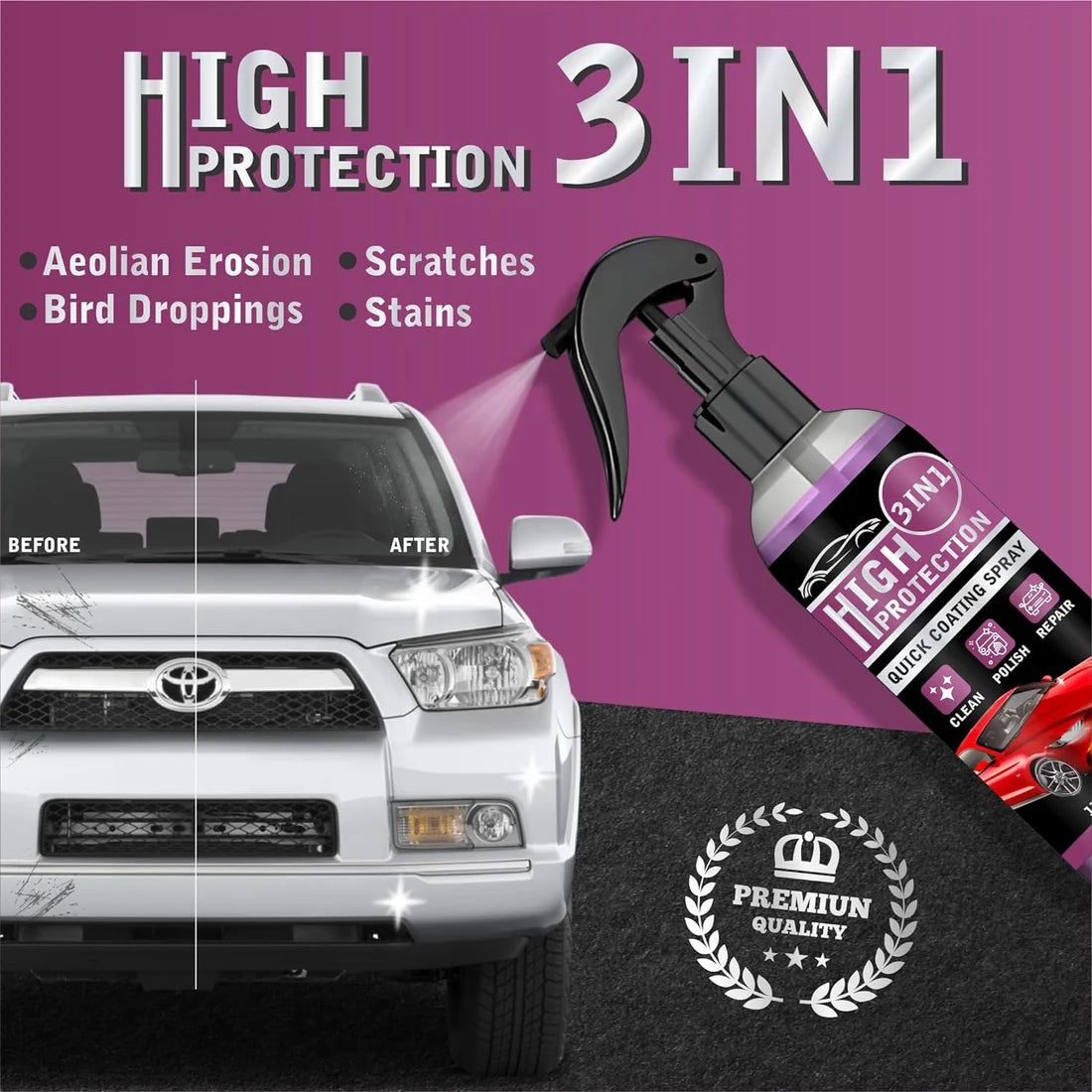 Hydrophobic Ceramic Coating Spray for Car, Bike & Scooter - BUY 1 GET 2 FREE