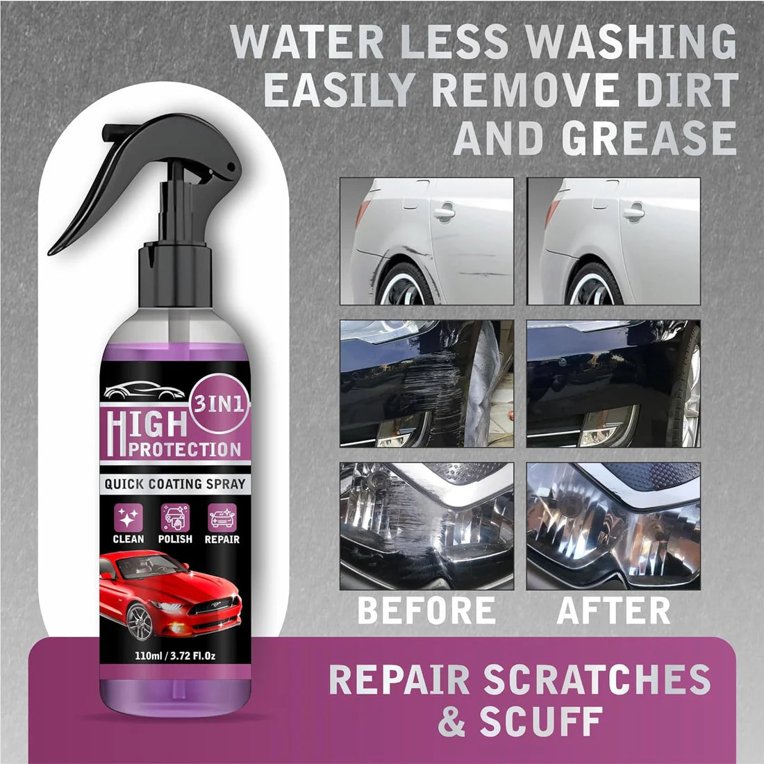 Hydrophobic Ceramic Coating Spray for Car, Bike & Scooter - BUY 1 GET 2 FREE