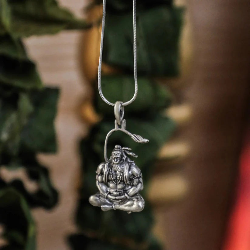 Hanuman Silver Locket With Chain