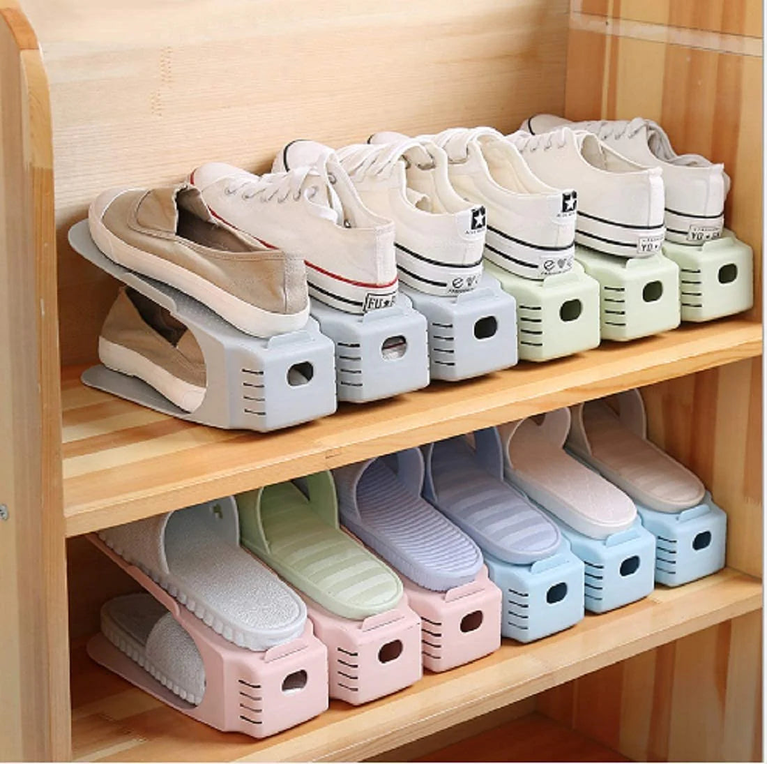 Shoe Organizer - The Adjustable Shoe Rack Space Saver- Pack of 4